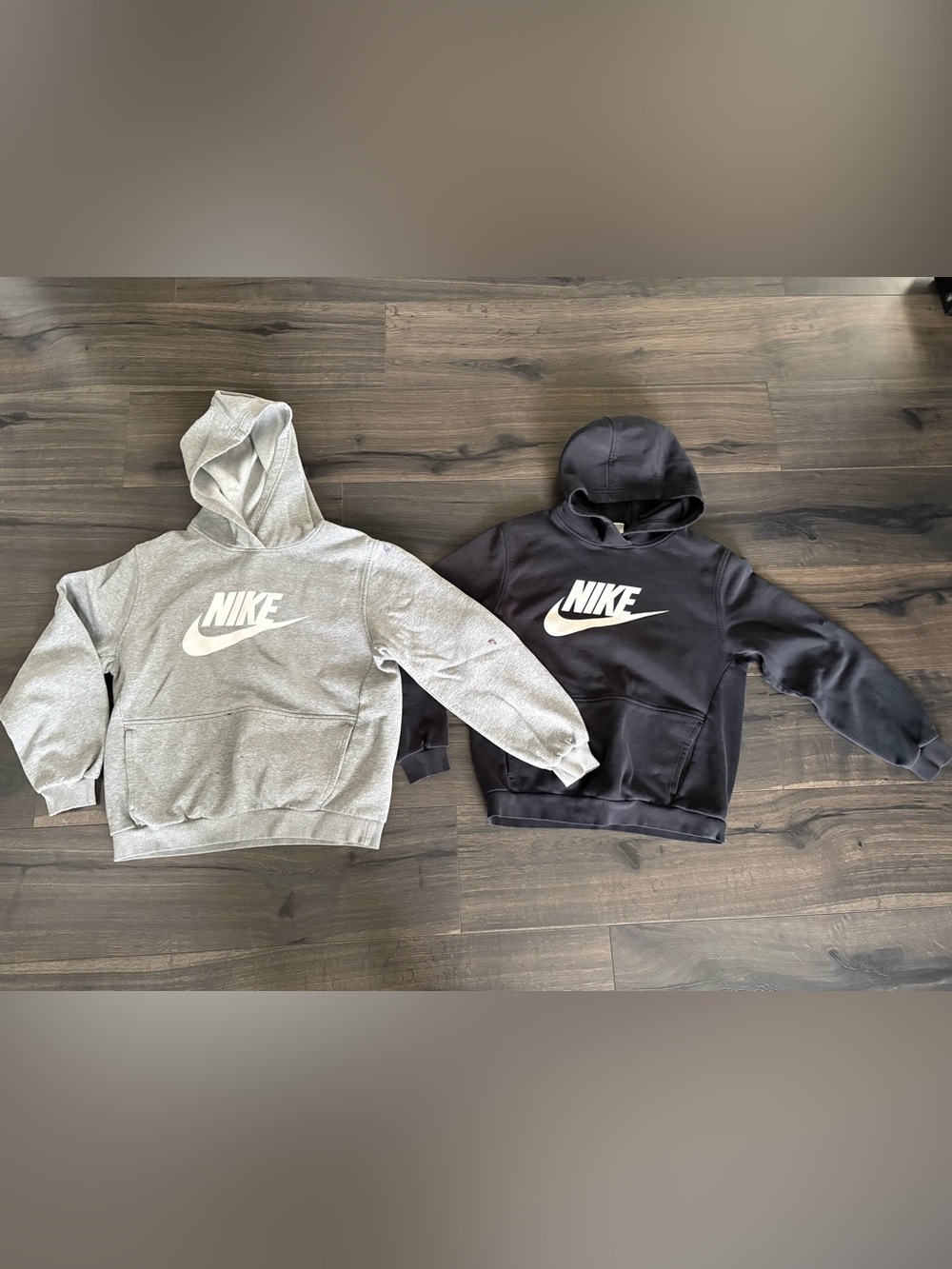 2 Nike Kids Hoodie Bundle - Grey & Black with Sz XL play condition!